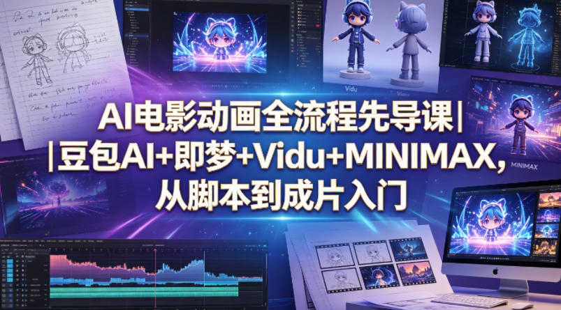 AI电影动画全流程先导课｜豆包AI+即梦+Vidu+MINIMAX，从脚本到成片入门-云阁资源网