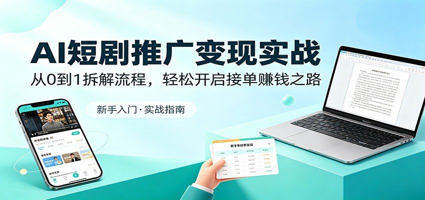 AI短剧推广变现实战：从0到1拆解流程，轻松开启接单赚钱之路-云阁资源网