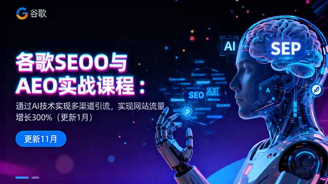 谷歌SEO与AEO实战课程：通过AI技术实现多渠道引流，实现网站流量增长300%-云阁资源网