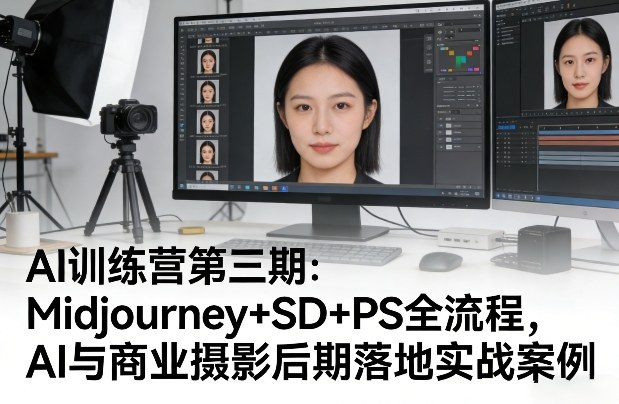 AI训练营第三期：Midjourney+SD+PS全流程，AI与商业摄影后期落地实战案例-云阁资源网