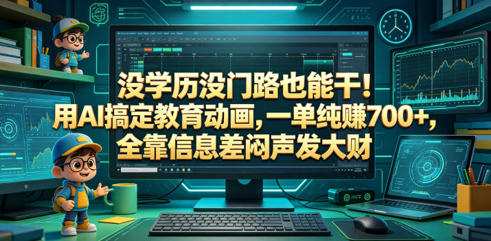 没学历没门路也能干!用AI搞定教育动画,一单纯賺700+,全靠信息差闷声发大财【揭秘】-云阁资源网