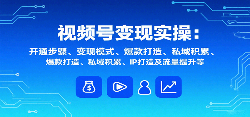 视频号变现实操，含开通步骤、变现模式、爆款打造、私域积累、IP打造及流量提升等-云阁资源网