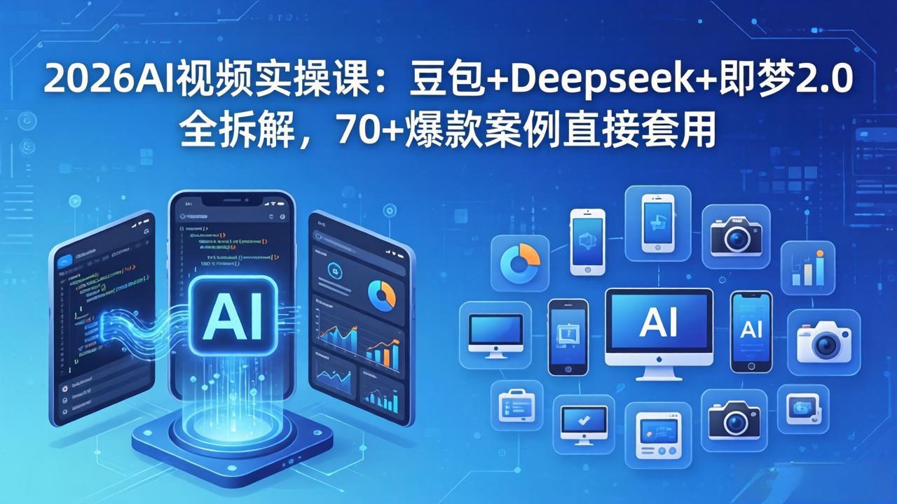 2026AI视频实操课：豆包+Deepseek+即梦2.0全拆解，70+爆款案例直接套用-云阁资源网