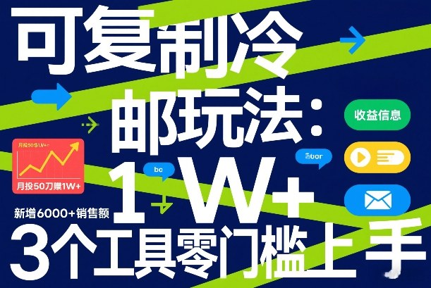 可复制冷邮件玩法：月投50刀賺1W+，新增6000+销售额，3个工具零门槛上手-云阁资源网