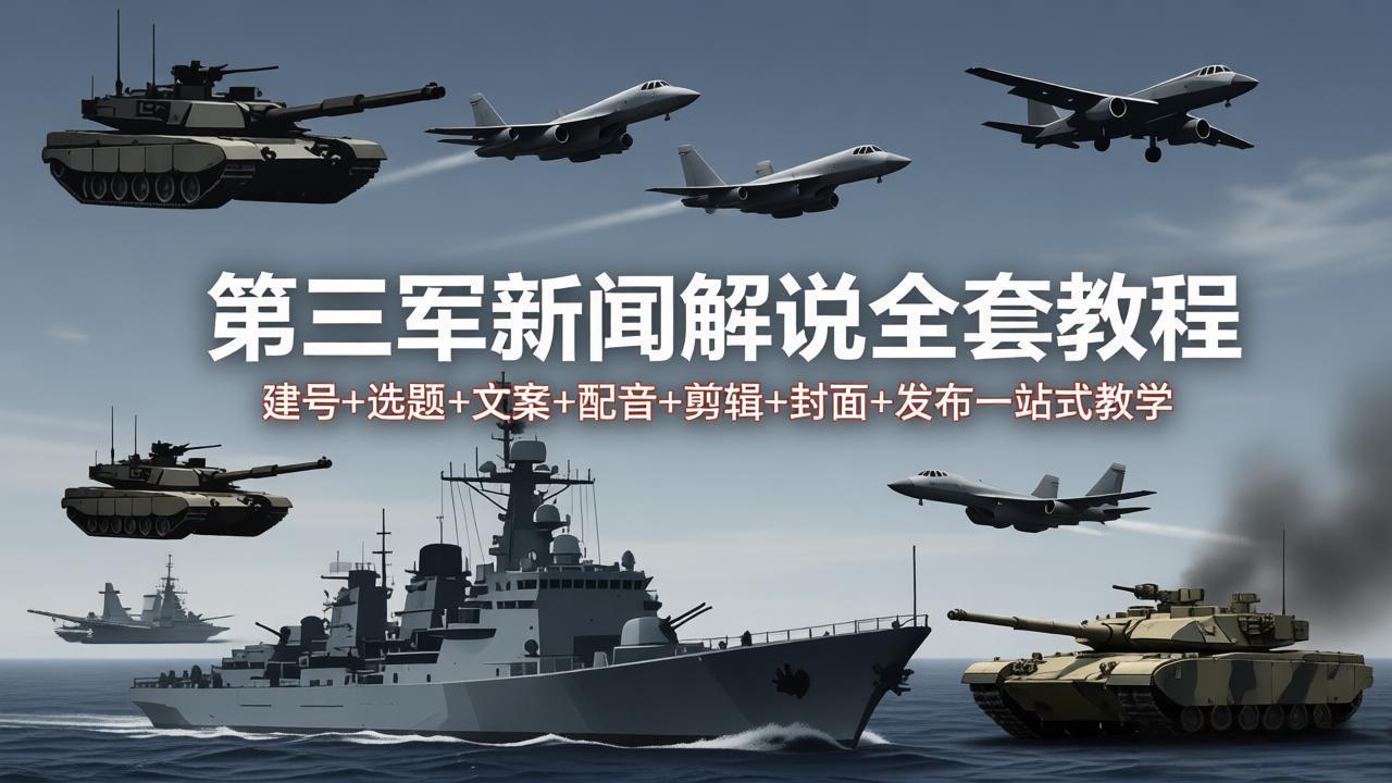 第三军迷新闻解说全套教程：建号+选题+文案+配音+剪辑+封面+发布一站式教学-云阁资源网