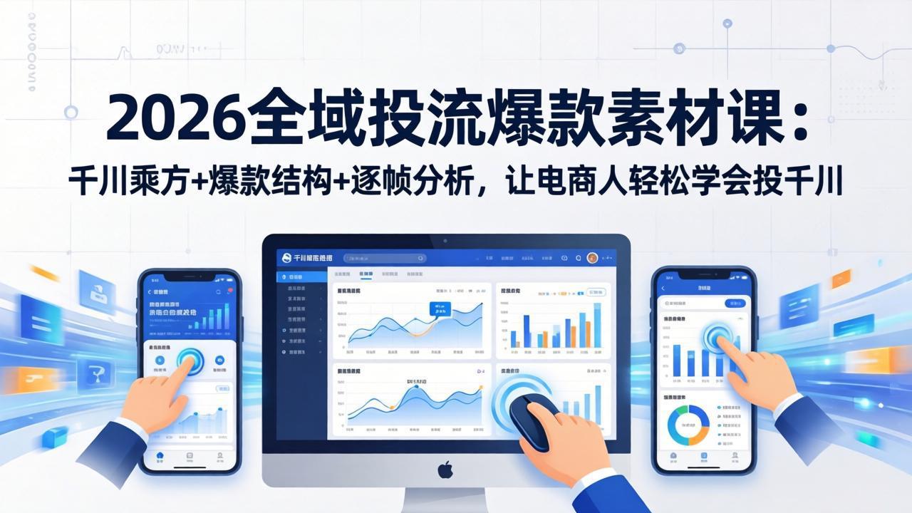 2026全域投流爆款素材课：千川乘方+爆款结构+逐帧分析，让电商人轻松学会投千川-云阁资源网