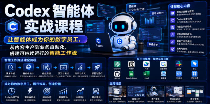 Codex智能体实战课程，让智能体成为你的数字员工，从内容生产到业务自动化，搭建可持续运行的智能工作流-云阁资源网