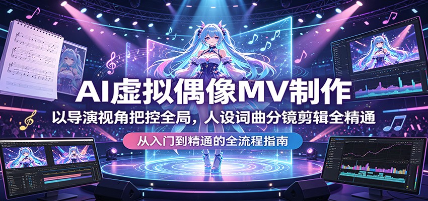 AI虚拟偶像MV制作：以导演视角把控全局，人设词曲分镜剪辑全精通-云阁资源网