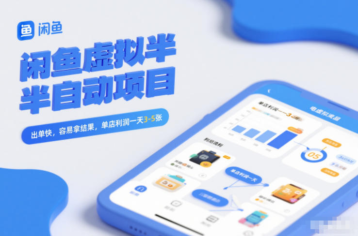 闲鱼虚拟半自动项目，出单快，容易拿结果，单店利润一天3-5张-云阁资源网