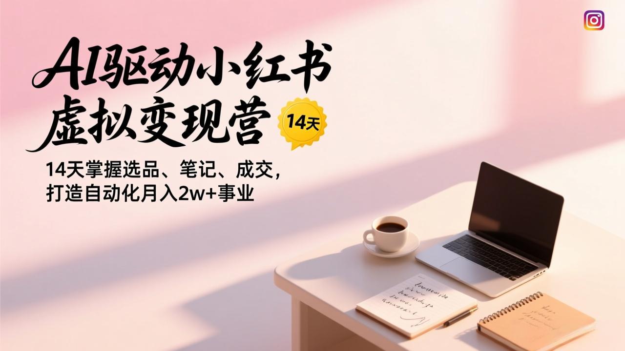 AI驱动小红书虚拟变现营，14天掌握选品、笔记、成交，打造自动化月入2w+事业-云阁资源网