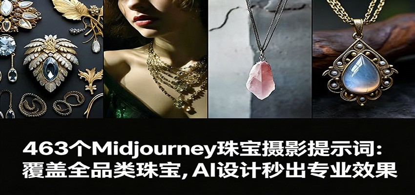 463个Midjourney珠宝摄影提示词：覆盖全品类珠宝，AI设计秒出专业效果-云阁资源网