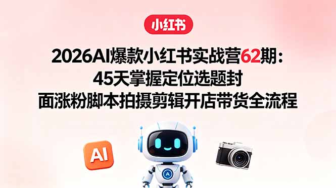 2026AI爆款小红书实战营62期:45天掌握定位选题封面涨粉脚本拍摄剪辑开店带货全流程-云阁资源网