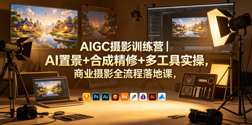 AIGC摄影训练营｜AI置景+合成精修+多工具实操，商业摄影全流程落地课-云阁资源网