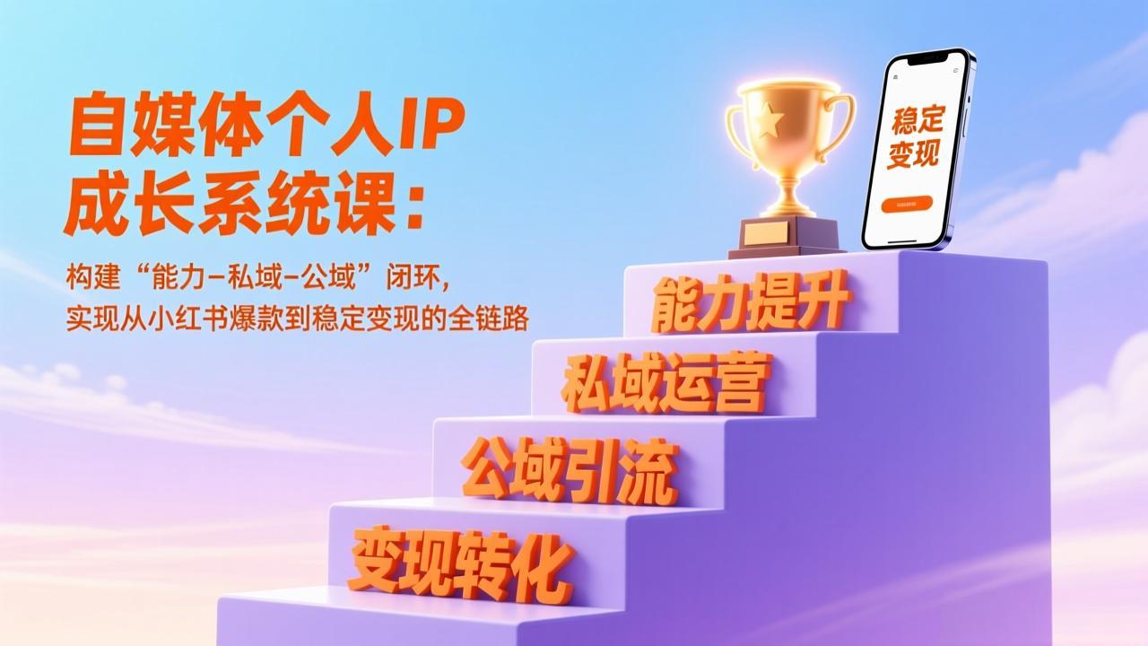 自媒体个人IP成长系统课：构建“能力-私域-公域”闭环，实现从小红书爆款到稳定变现的全链路-云阁资源网