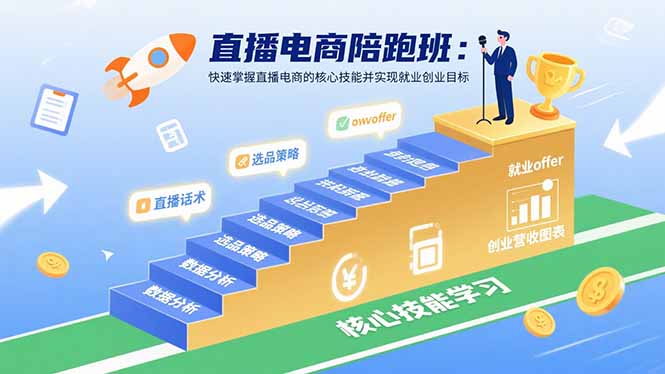 直播电商陪跑班：快速掌握直播电商的核心技能并实现就业/创业目标-云阁资源网