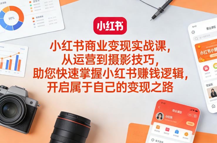 小红书商业变现实战课，从运营到摄影技巧，助您快速掌握小红书賺钱逻辑，开启属于自己的变现之路-云阁资源网
