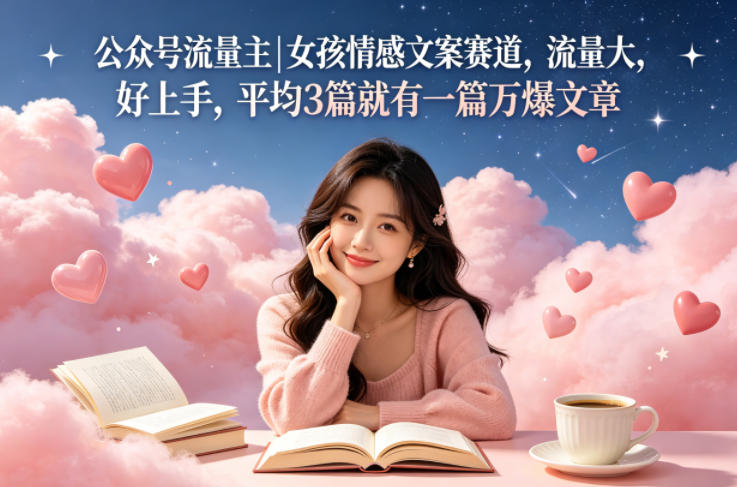 公众号流量主女孩情感文案赛道，流量大，好上手，平均3篇就有一篇万爆文章-云阁资源网