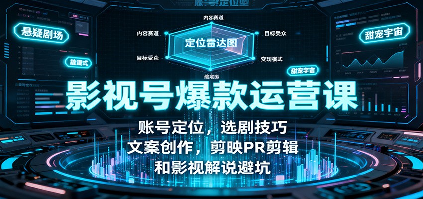 影视号爆款运营课:账号定位,选剧技巧,文案创作,剪映PR剪辑和影视解说避坑-云阁资源网