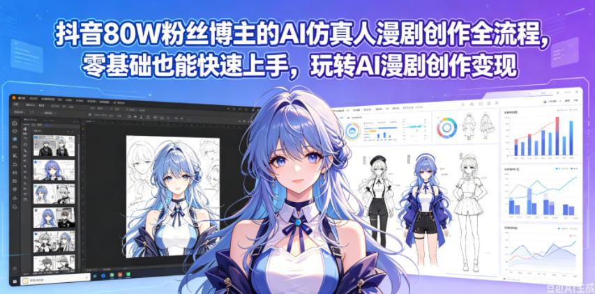 抖音80W粉丝博主的AI仿真人漫剧创作全流程,零基础也能快速上手,玩转AI漫剧创作变现-云阁资源网