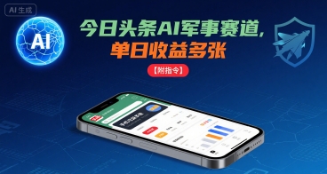 今日头条AI军事赛道，单日收益多张 ，手机可做【附指令】-云阁资源网