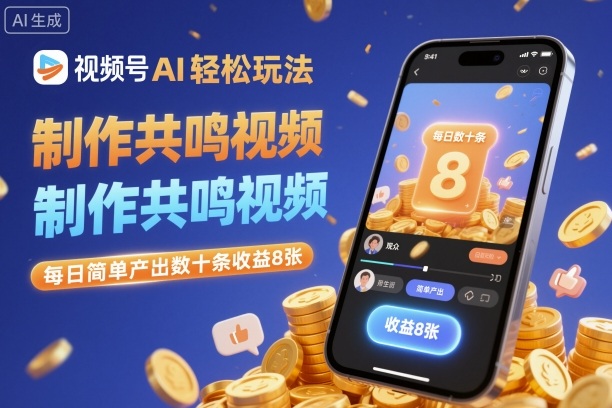 视频号AI轻松玩法，制作共鸣视频，每日简单产出数十条收益8张-云阁资源网