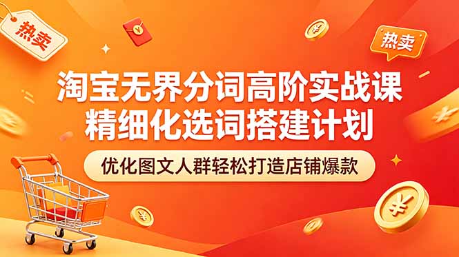 淘宝无界分词高阶实战课 精细化选词搭建计划 优化图文人群轻松打造店铺爆款-云阁资源网