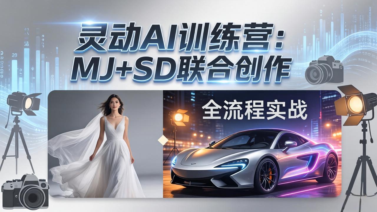 灵动AI训练营-3.0课程：MJ+SD联合创作，从婚纱大片到汽车广告，摄影后期全流程实战-云阁资源网