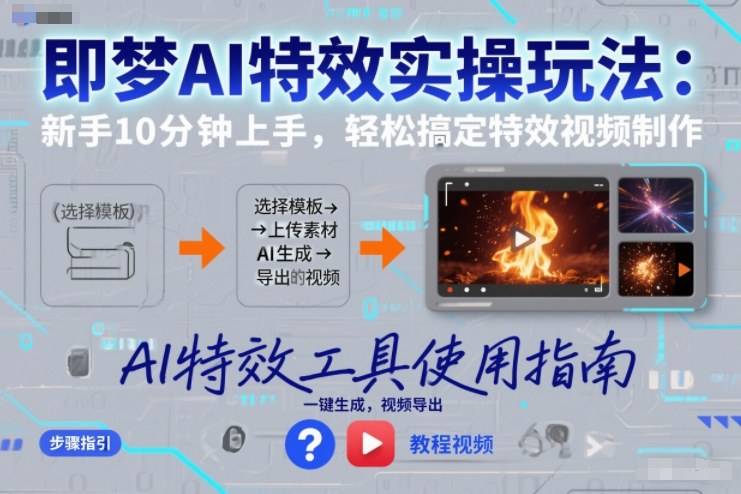 即梦AI特效实操玩法：新手10分钟上手，轻松搞定特效视频制作-云阁资源网