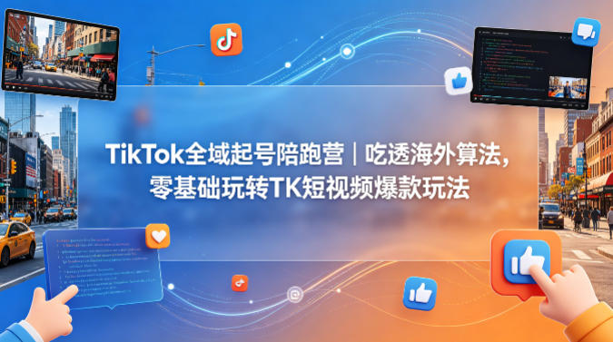 TikTok全域起号陪跑营｜吃透海外算法，零基础玩转TK短视频爆款玩法-云阁资源网