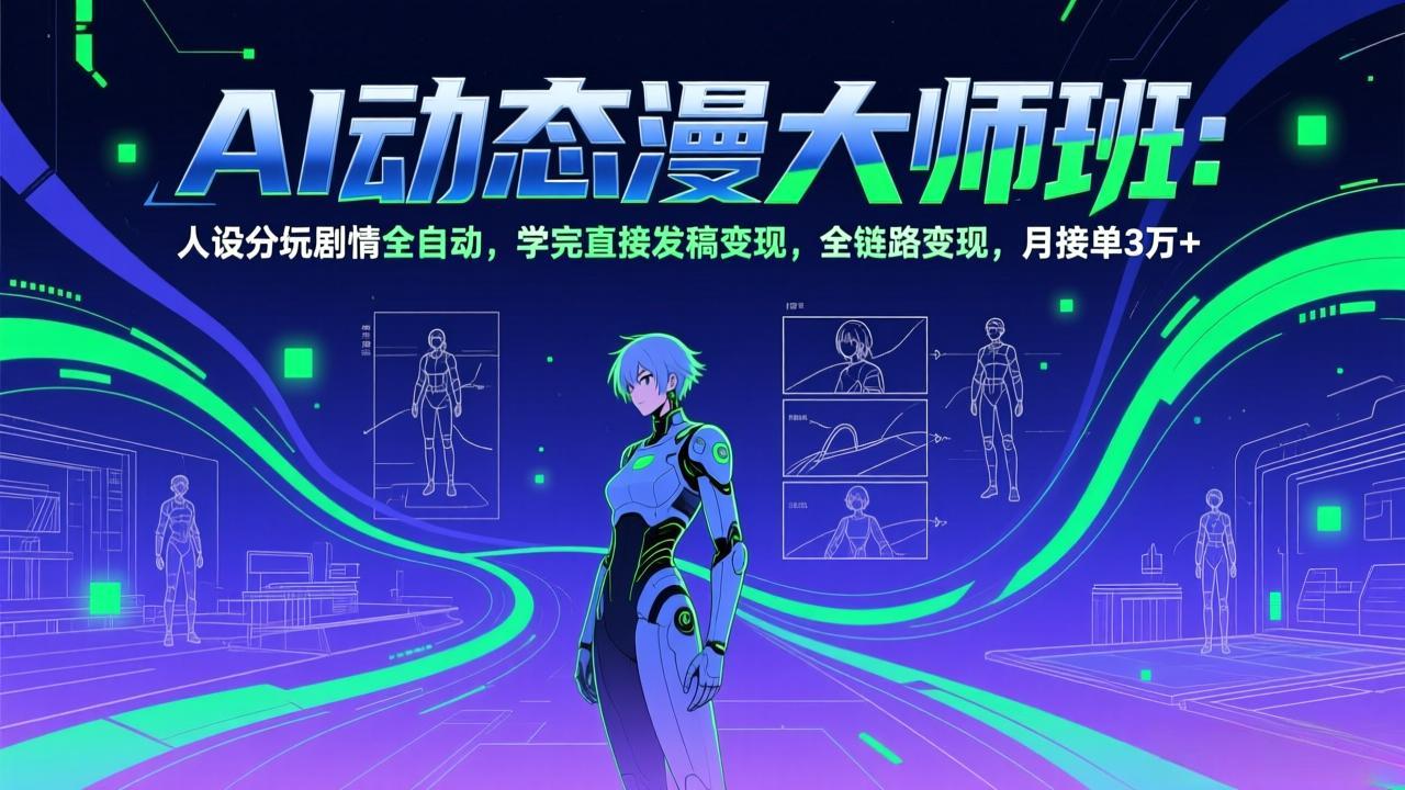 AI动态漫剧大师班：人设分镜剧情全自动，学完直接发稿变现，全链路变现，月接单3万+-云阁资源网