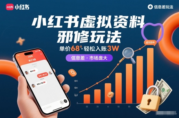小红书虚拟资料邪修玩法，单价68，轻松入账3W，信息差玩法，市场庞大-云阁资源网