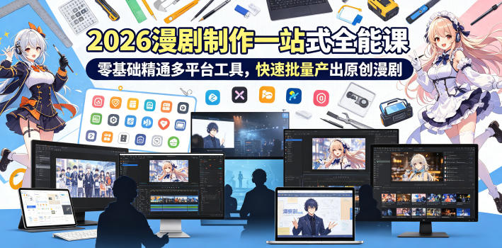 2026 AI漫剧制作一站式全能课,零基础精通多平台工具,快速批量产出原创漫剧-云阁资源网