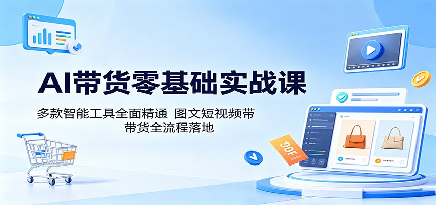 AI带货零基础实战课：多款智能工具全面精通，图文短视频带货全流程落地-云阁资源网