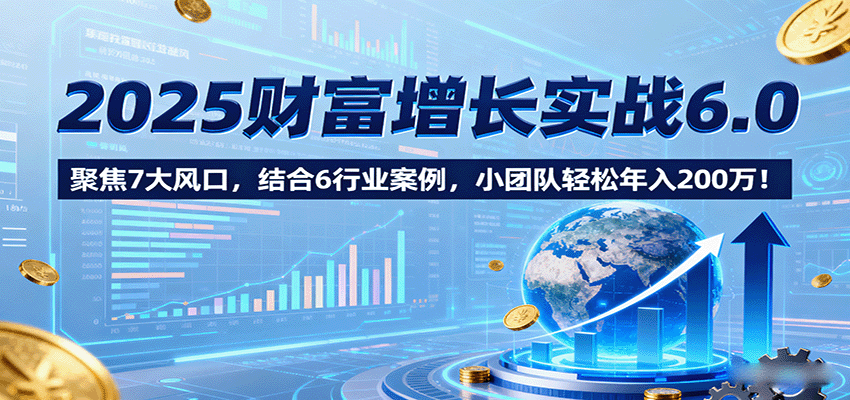 2025财富增长实战6.0，聚焦7大风口，结合6行业案例，小团队轻松年入200万！-云阁资源网