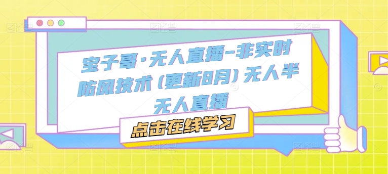 宝子哥·无人直播-非实时防风技术(更新25年9月)无人半无人直播-云阁资源网