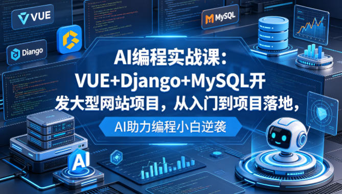 AI编程实战课：VUE+Django+MySQL开发大型网站项目，从入门到项目落地，AI助力编程小白逆袭-云阁资源网