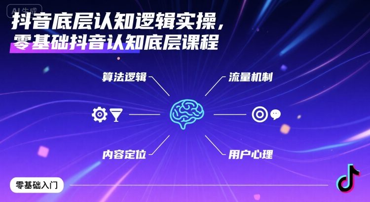抖音底层认知逻辑实操，零基础抖音认知底层课程-云阁资源网