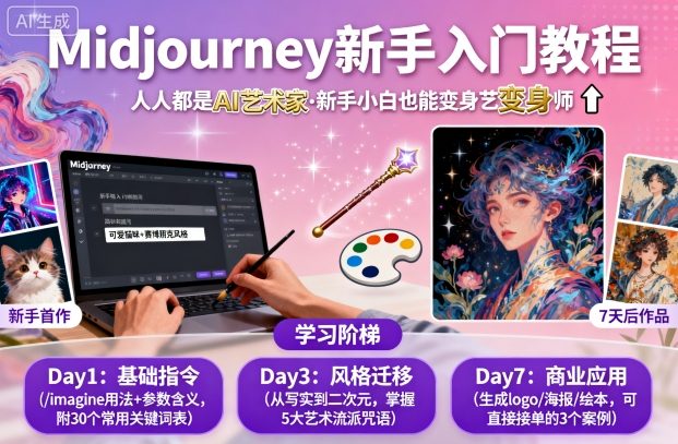 midjourney新手入门教程：人人都是AI艺术家，新手小白也能变身艺术大师-云阁资源网