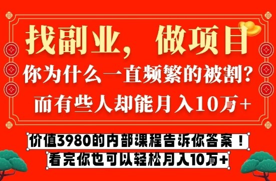 价值3980的网创内部课程，告诉你互联网创业月入10个W的秘密【揭秘】-云阁资源网