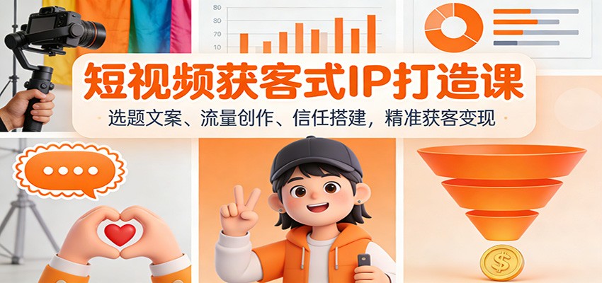 短视频获客式IP打造课：选题文案、流量创作、信任搭建，精准获客变现-云阁资源网