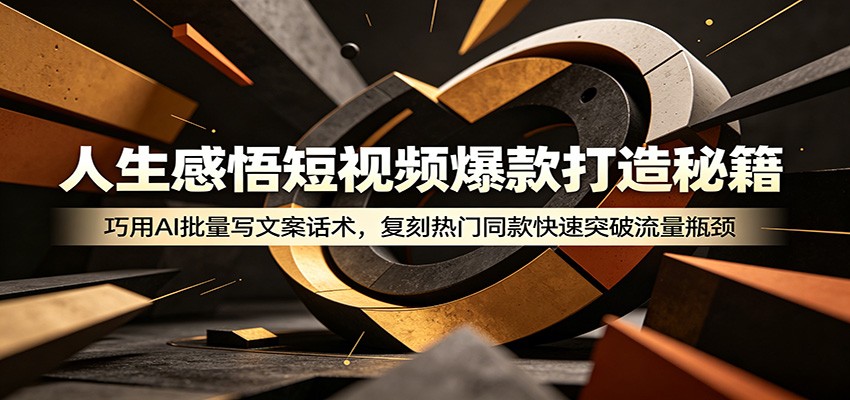 人生感悟短视频爆款打造秘籍：巧用A 批量写文案话术，复刻热门同款快速突破流量瓶颈-云阁资源网