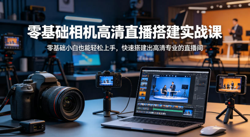 零基础相机高清直播间搭建实战课，小白也能轻松上手，快速搭建出高清专业的直播间-云阁资源网