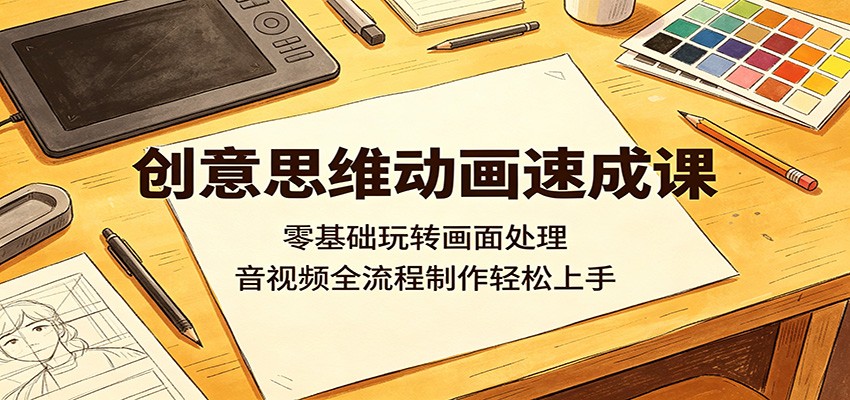创意思维动画速成课：零基础玩转画面处理，音视频全流程制作轻松上手-云阁资源网