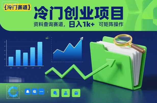 冷门创业项目，资料查询赛道，日入1k+，可矩阵操作-云阁资源网
