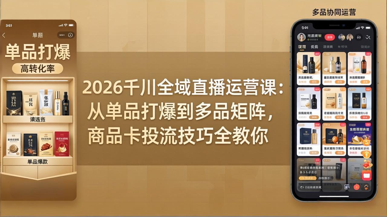 2026千川全域直播运营课：从单品打爆到多品矩阵，商品卡投流技巧全教你-云阁资源网