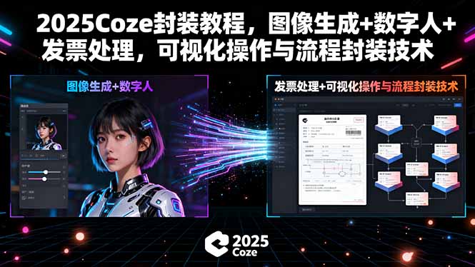 2025Coze封装教程，图像生成+数字人+发票处理，可视化操作与流程封装技术-云阁资源网