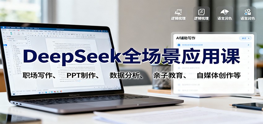DeepSeek全场景应用课：职场写作、 PPT制作、数据分析、亲子教育、自媒体创作等-云阁资源网