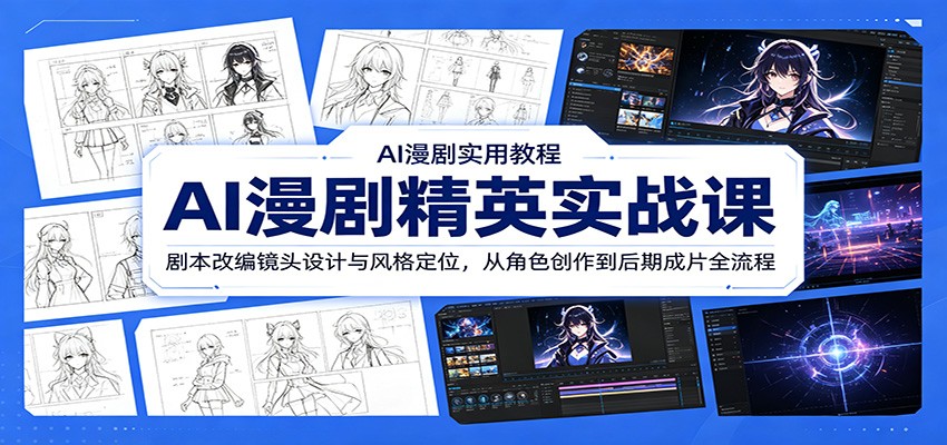 AI漫剧精英实战课：剧本改编镜头设计与风格定位，从角色创作到后期成片全流程-云阁资源网