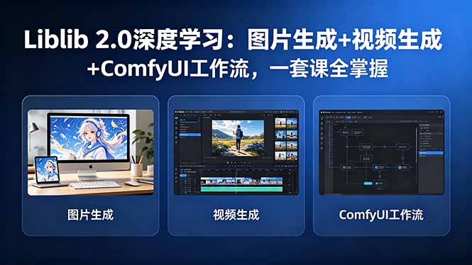 Liblib 2.0深度学习：图片生成+视频生成+ComfyUI工作流，一套课全掌握-云阁资源网