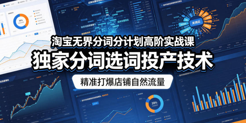 淘宝无界分词分计划高阶实战课，独家分词选词投产技术，精准打爆店铺自然流量-云阁资源网